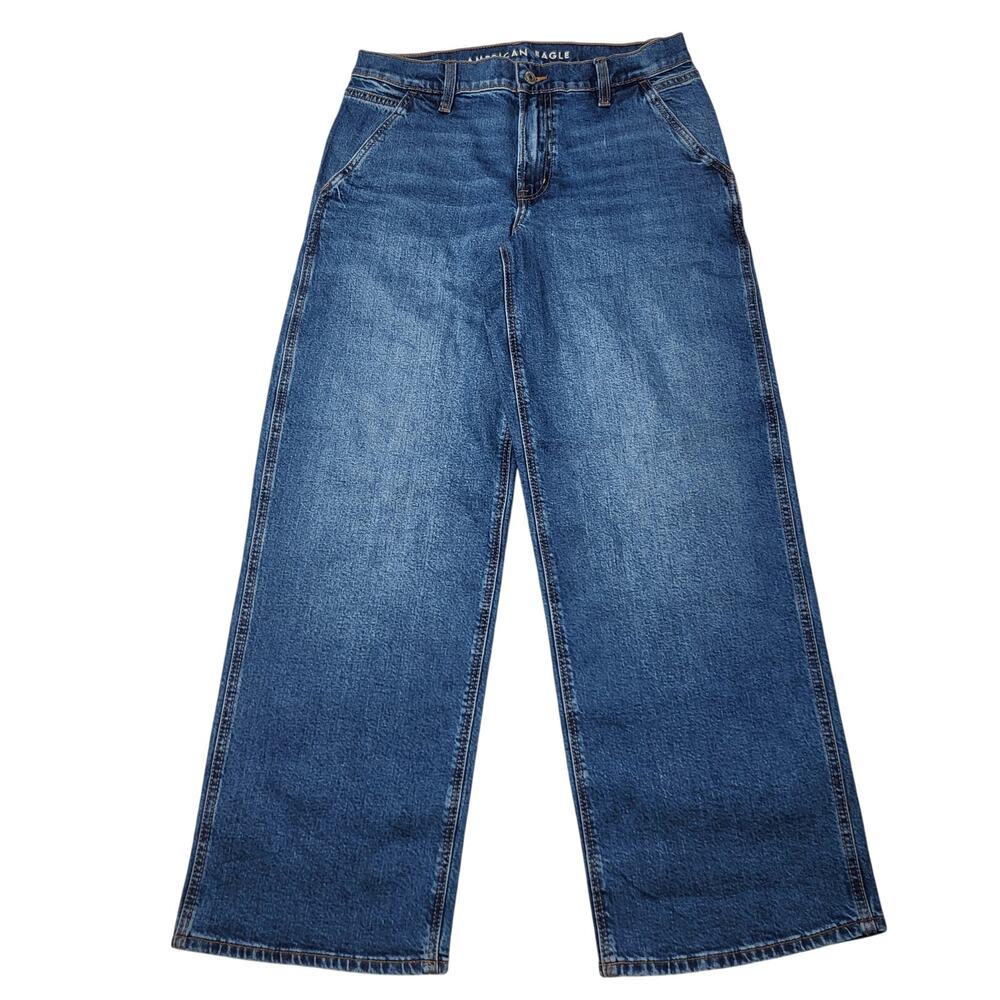 American Eagle Stovepipe Straight Leg Jeans Medium Wash Stretch Slouchy 6